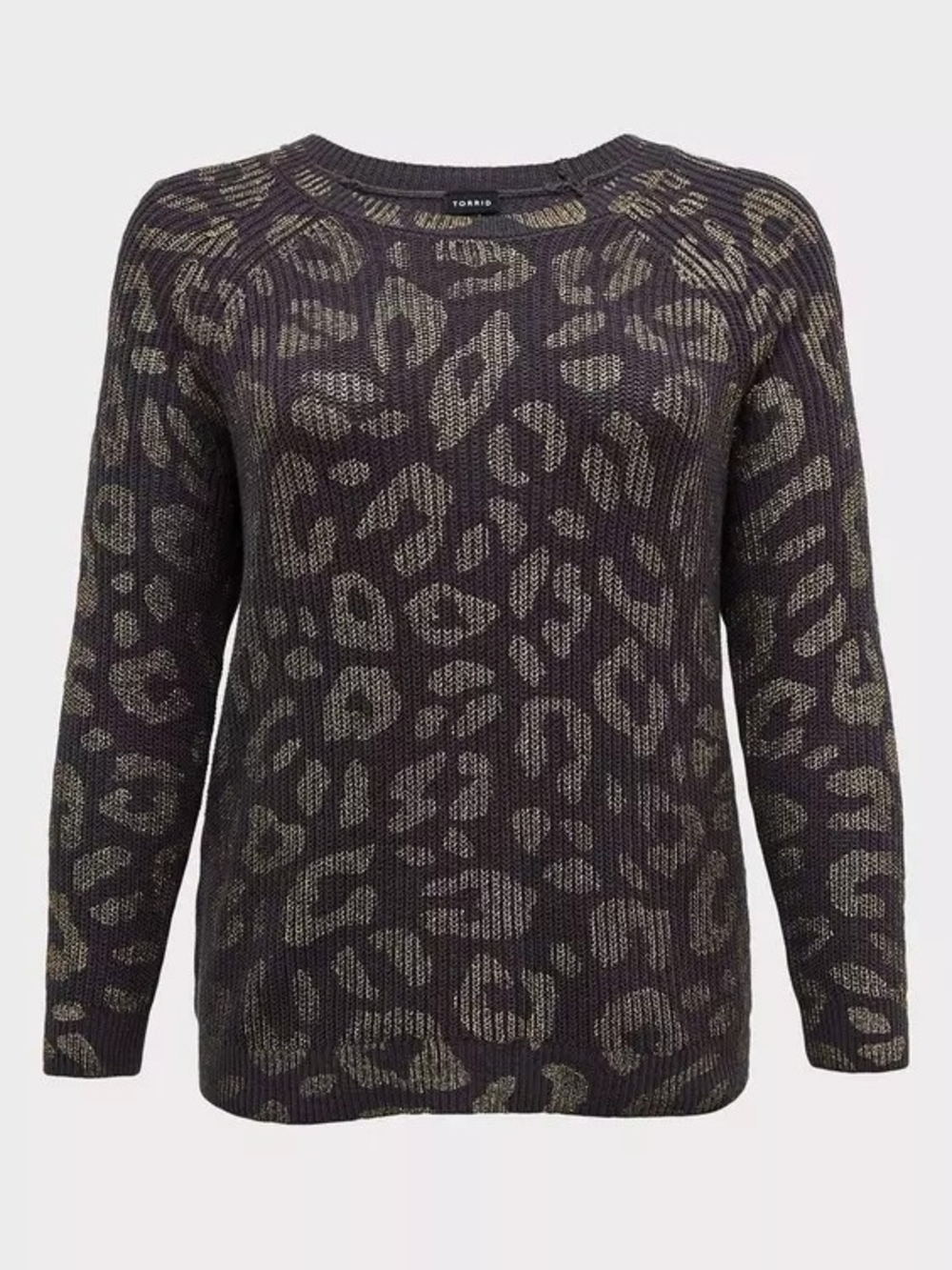 torrid Gray and Gold Animal Print Crewneck Sweater